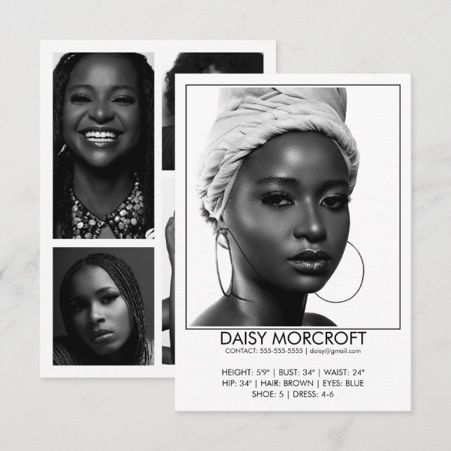 Carte photo comp Acteur de modèle professionnel mo (Devant / Derrière)