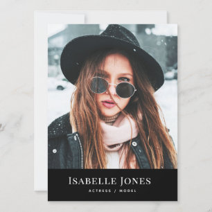 Carte photo Comp de modèle minimaliste noir Actor 
