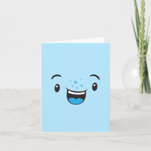Carte photo couleur bleu souriant Kawaii