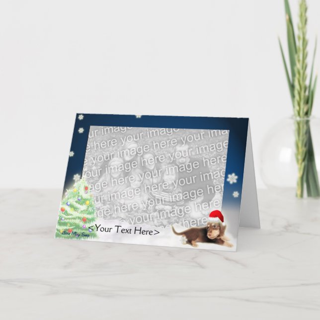 Carte photo Dachshund Xmas (personnalisable) (Devant)