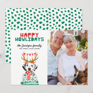 Carte photo dalmatien de Noël de chien heureux de