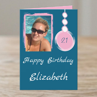Carte Photo d'anniversaire 21 ans bleu
