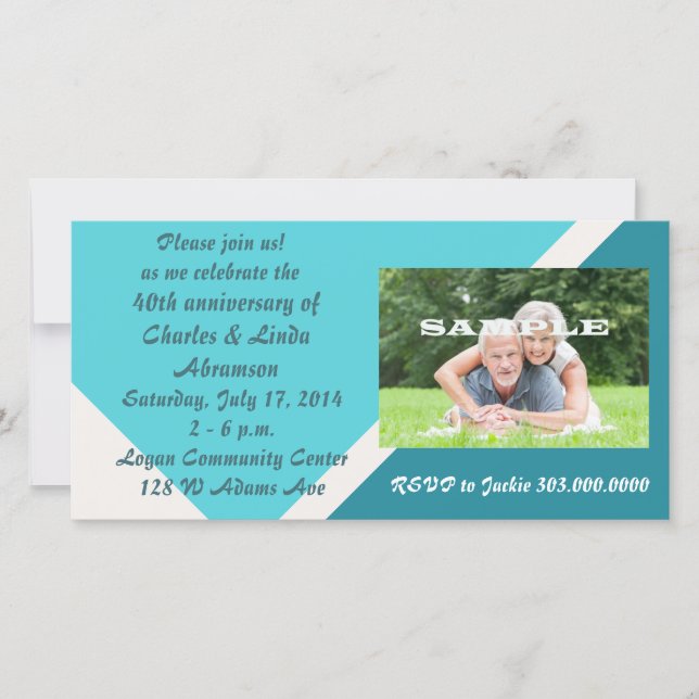 Carte photo d'anniversaire bleu moderne (Devant)