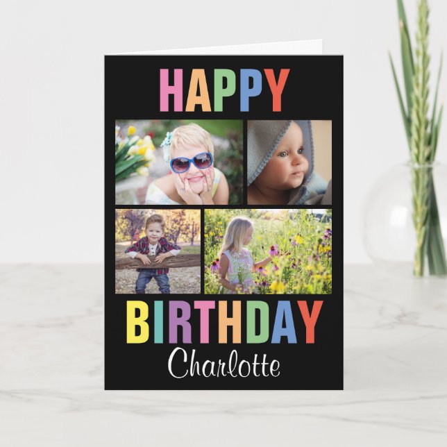 Carte Photo d'anniversaire colorée personnalisée (Devant)