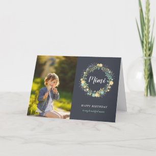 Carte photo d'anniversaire Floral Wreath pour Mimi