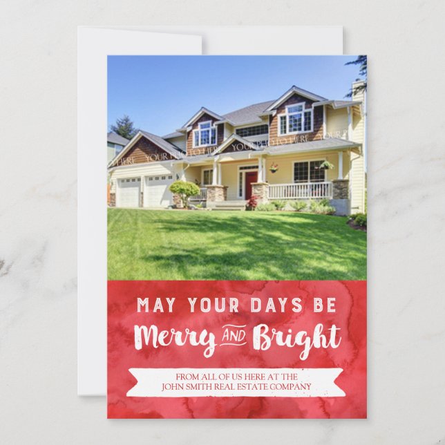 Carte photo d'aquarelle de Noël Immobilier (Devant)