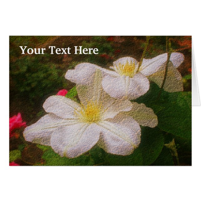 Carte photo d'art floral Clematis blanc (Devant horizontal)