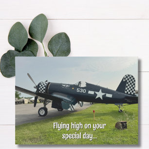 Carte Photo d'avion vintage anniversaire pilote drôle