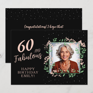 Carte Photo de 60 ans d'anniversaire Élégant 60 et Fabul
