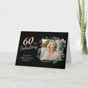Carte Photo de 60 ans élégant et fabuleux avec fleurs po