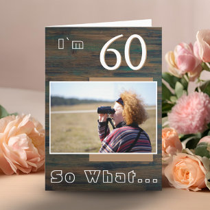 Carte Photo de 60e anniversaire inspirant en bois rustiq