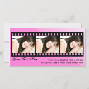 Carte photo de bande de film rose et noir