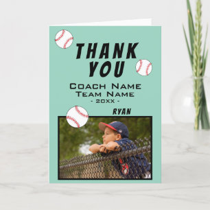 Carte photo de baseball entraîneur Merci