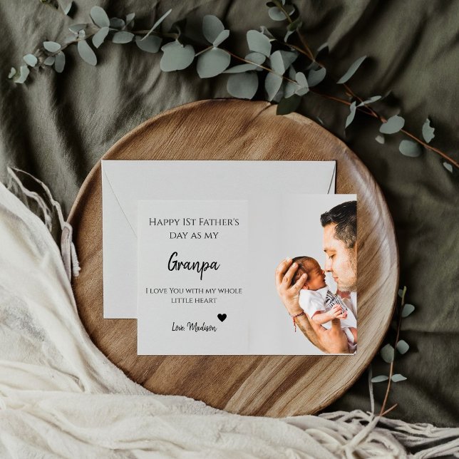 Carte Photo de bébé Joyeuse première fête des pères je t (Créateur téléchargé)