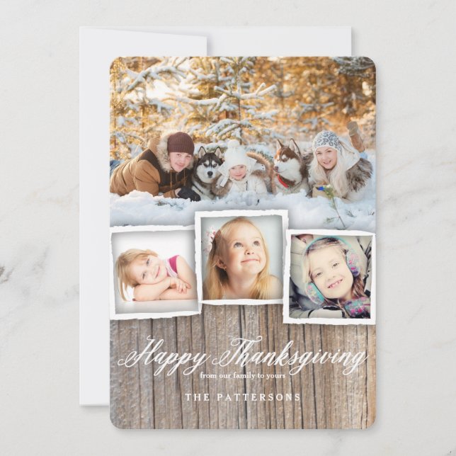 Carte photo de Bon thanksgiving de bois rustique (Devant)