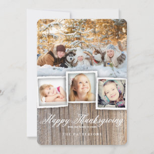 Carte photo de Bon thanksgiving de bois rustique