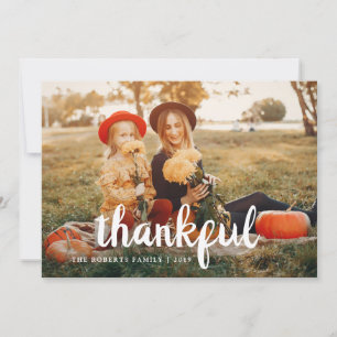carte photo de bon thanksgiving de script blanc