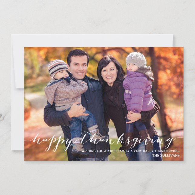Carte photo de Bon thanksgiving de script blanc (Devant)