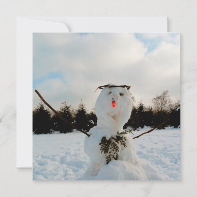 Carte Photo de bonhomme de neige réel  (Devant)