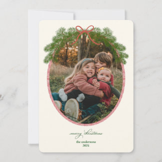 Carte photo de cadre de couronne en pin vintage 