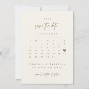 Carte photo de calendrier de sauvegarde à date Cœu