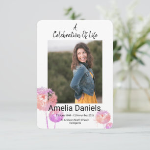 Carte photo de célébration de vie de fleur sauvage