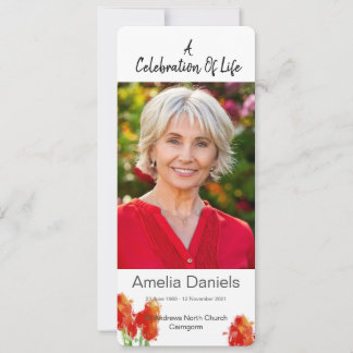 Carte photo de célébration de vie de tulipe rouge