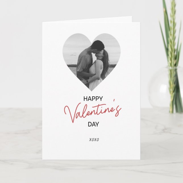 Carte Photo de coeur moderne - Saint Valentin rouge par  (Devant)