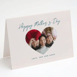 Carte Photo de cœur Script Bonne fête des mères