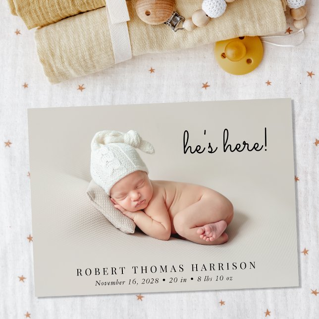 Carte Photo de Collage Birth Announcement (Announce the arrival of your baby with this cute minimal modern birth announcement)