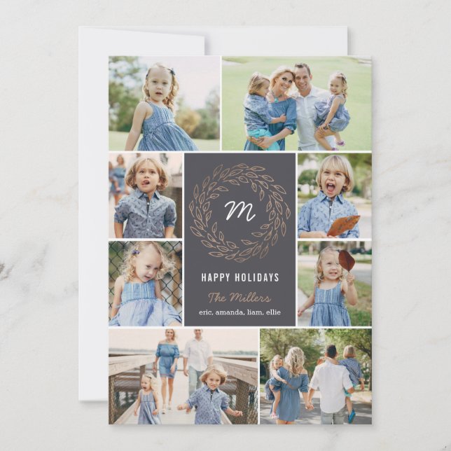 Carte photo de collage de couronnes de vacances en (Devant)