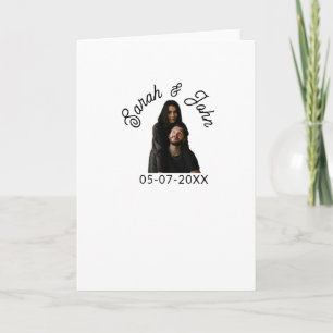 Carte Photo de couple avec nom et date simple mariage