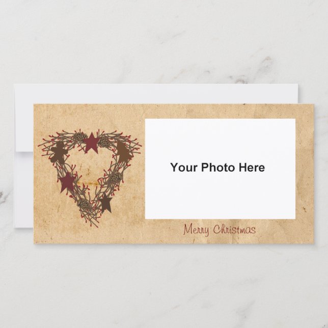 Carte photo de couronnes de vacances primitives (Devant)