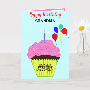 Carte PHOTO de Cupcake rose pour l'anniversaire de grand