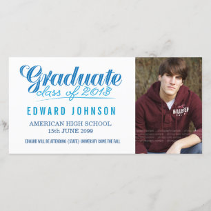 Carte photo de Faire-part de diplômes Blue 2013