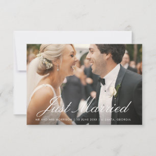 carte photo de faire-part de mariage de script bla