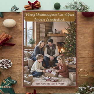Carte Photo de famille Cozy Scandinavian Alpine Noël 2