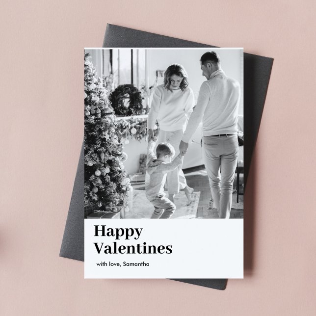 Carte Photo de famille moderne | Joyeux Jour des Valenti (Créateur téléchargé)