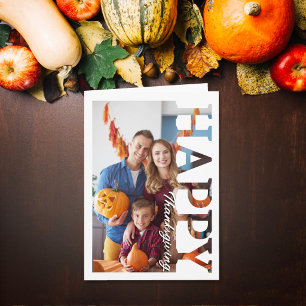 Carte Photo de famille personnalisé Bonne Action de grâc