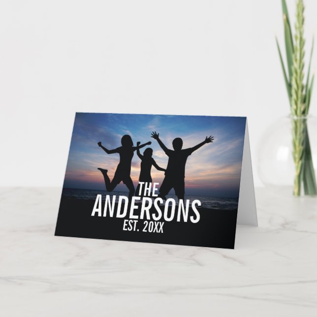 Carte Photo de famille personnalisée avec nom de famille (Devant)
