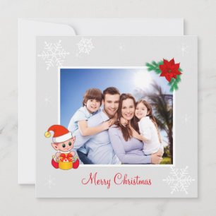 Carte Photo de famille personnalisée & Elfe mignonne pou