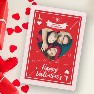 Carte Photo de famille rouge rose cœur et amour pour la