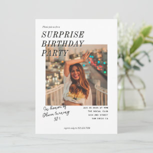 Carte Photo de fête d'anniversaire surprise moderne pour