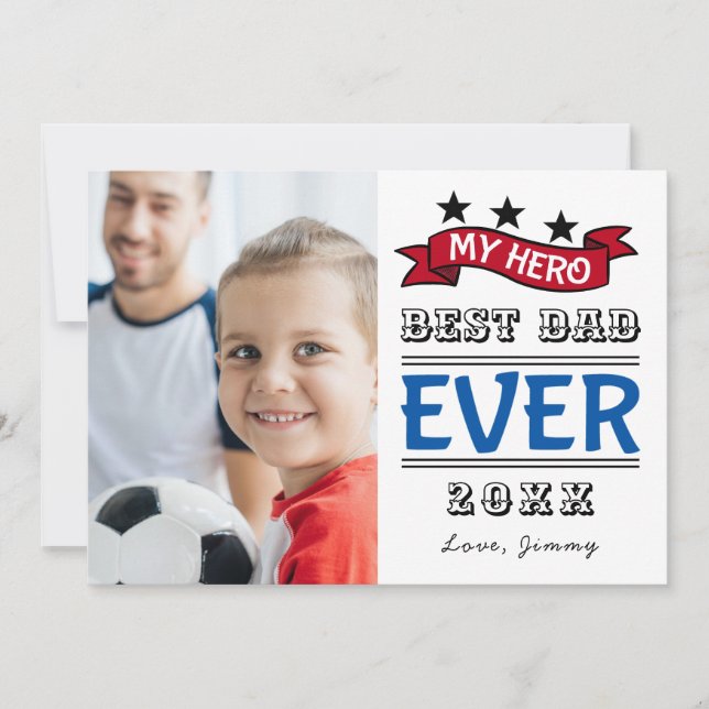 Carte photo de Fête des pères photo Best Papa Ever (Devant)