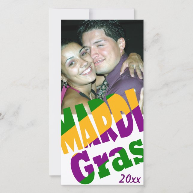 Carte photo de fête personnalisé Mardi Gras 20xx (Devant)