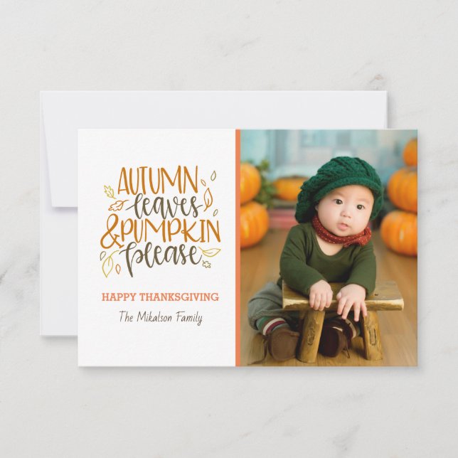 Carte photo de feuilles d'automne et citrouilles s (Devant)