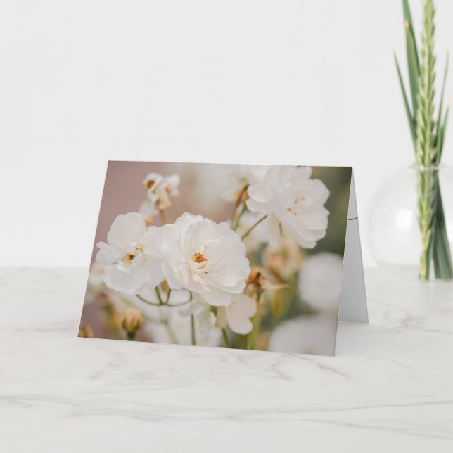 Carte Photo de fleur de rose blanche élégante Joyeuse Fê (Devant)
