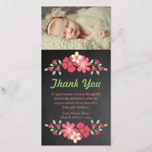 Carte photo de fleurs de Merci de bébé de tableau