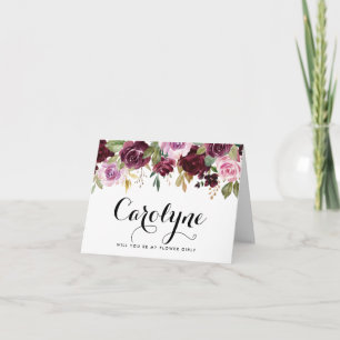 Carte Photo de fleurs violettes Veux-tu être ma fille d'