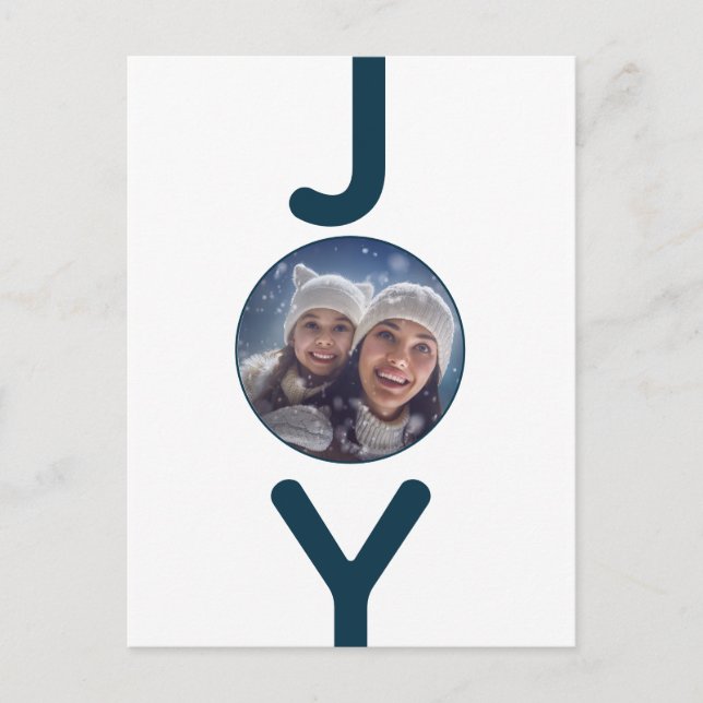 Carte photo de joie blanc de Noël (Devant)